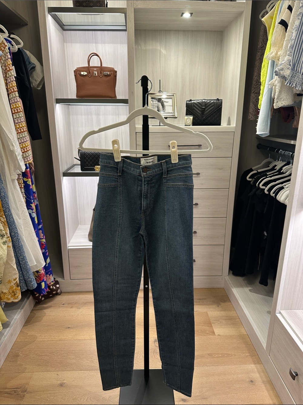 Reformation Jeans in Dark Blue with Front Seam